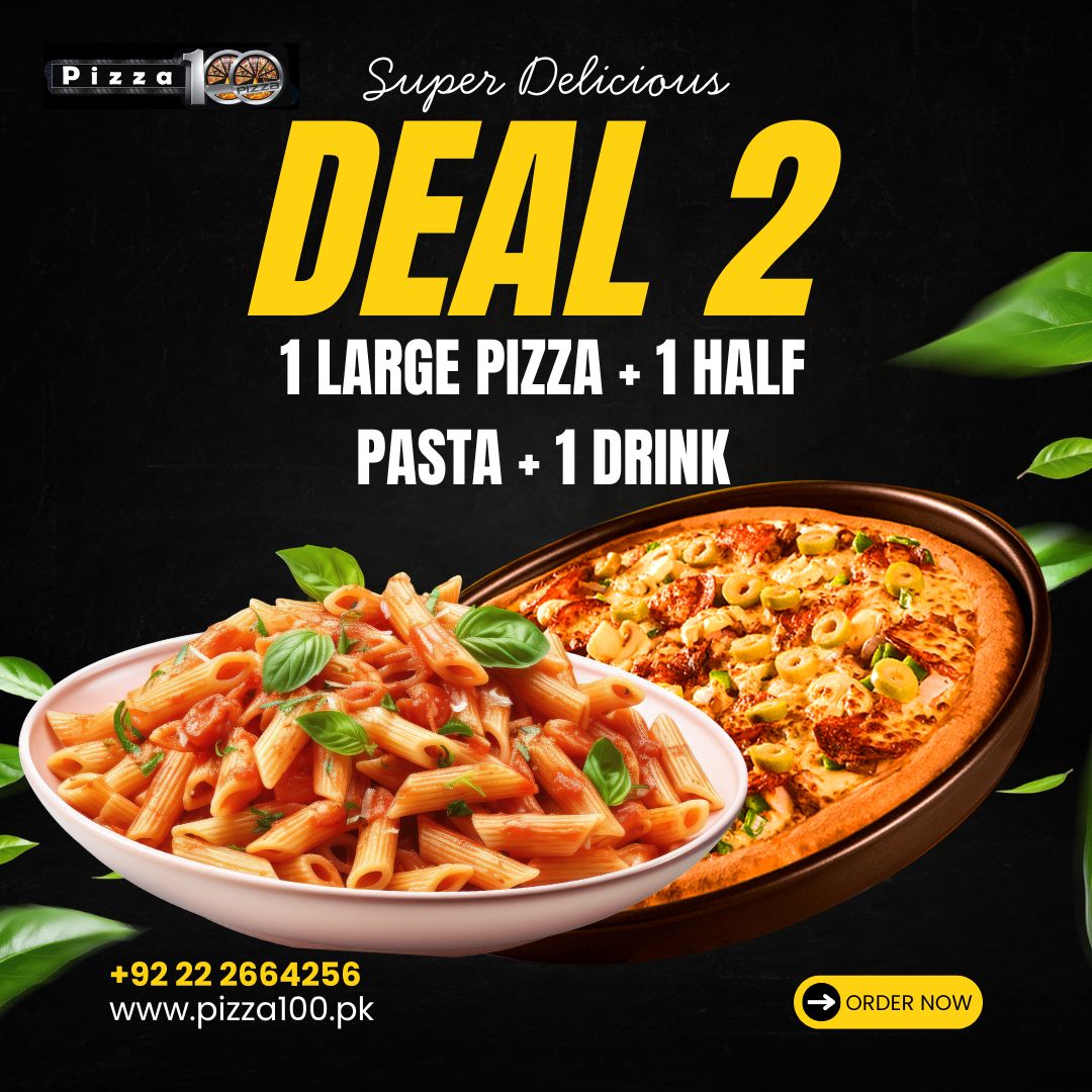 Deal 2 – 1 Large Pizza, Half Pasta & 1 Litre Drink