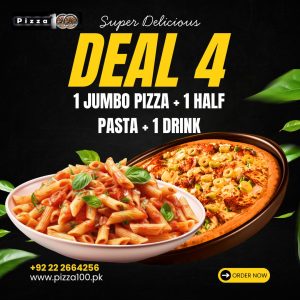 Deal 4 – 1 Jumbo Pizza, 1 Half Pasta & 1 Litre Drink
